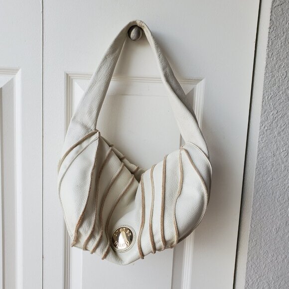 Charles David Mini White Leather Handbag Purse Y2K - Picture 10 of 11